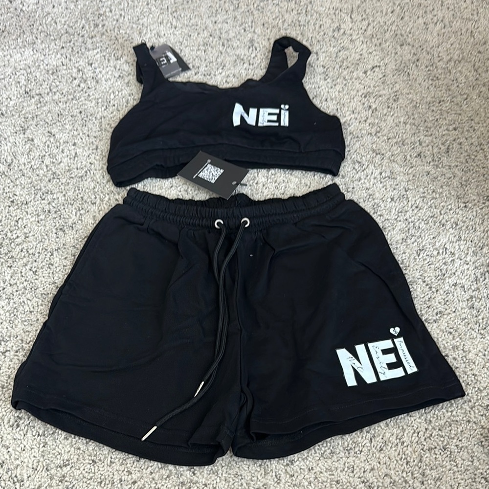 - Black NEI Sports Bra and Shorts Set
